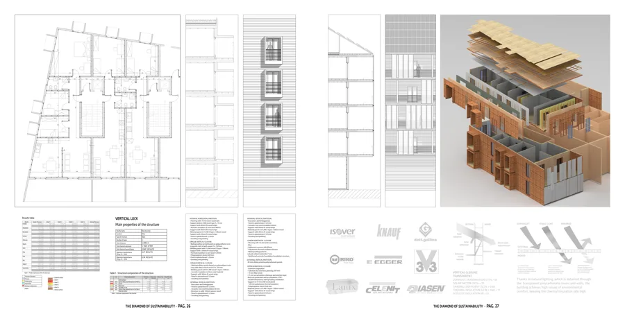 Exploded housing assembly, plans and technical sections